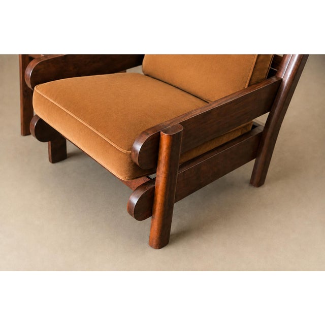 Brazilian Modern Armchair in Imbuia Wood and Cognac Velvet, Brazil, 1960s For Sale - Image 4 of 18