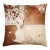 Luxury Brown & White Genuine Cowhide Patchwork Pillow 18x18 | Handmade Hair-on Leather Cushion For Sale