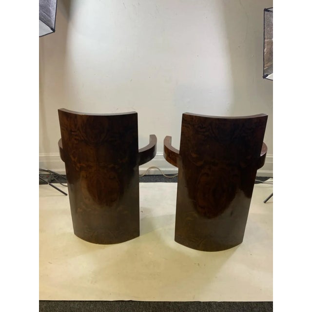 1970s Modernist Art Deco Revival Burlwood Dining Chairs - Set of 6 For Sale - Image 4 of 10