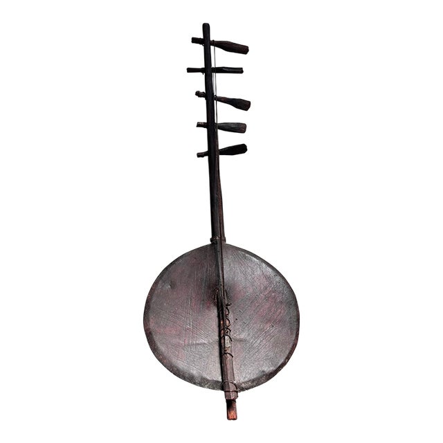 Antique African Folk Art Adungu 5 String Gourd Harp From Kenya - Rare For Sale