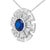 Haus of Brilliance Sterling Silver Lab Grown Blue Sapphire and 1 1/5 Cttw Diamond Sunburst Pendant Necklace For Sale - Image 4 of 4