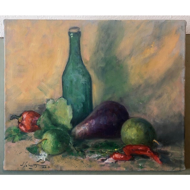 William Schultz, American Impressionist Fruits, Vegetables and Bottle Oil Painting For Sale In Miami - Image 6 of 6