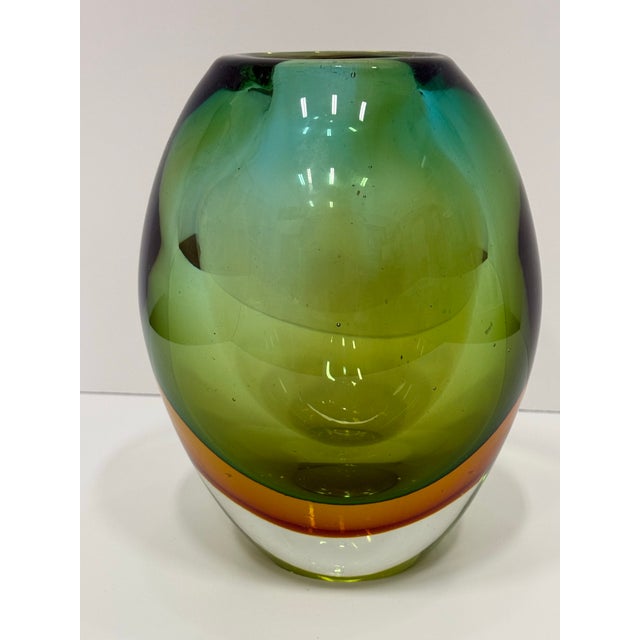 Murano Glass Sommerso Vintage Sommerso Murano Glass Vase For Sale - Image 4 of 8
