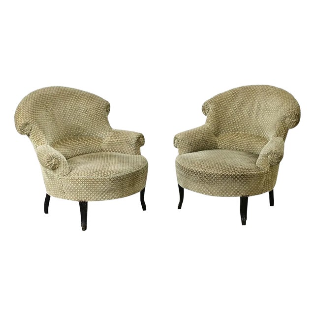French Pair of 19th Century Napoleon III Club Chairs For Sale