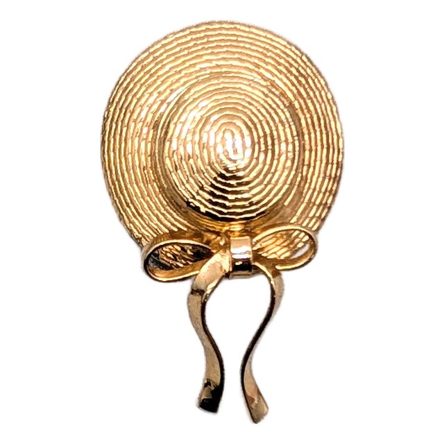 Vintage Signed Napier Goldtone "Daughter" Bonnet Brooch For Sale