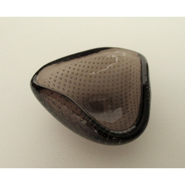 C1950's Italian Hand-Blown Flavio Poli Murano Smoke Coffee Ring, orJewelry Bowl With Bullicante Bubbles For Sale - Image 13 of 13