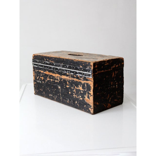 Wood Antique Primitive Wood Ballot Box For Sale - Image 7 of 15