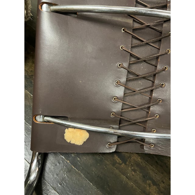 Pair of 1970s Spoleto Dining Chairs With Brown Leather Seats and Backs on Chrome Frame For Sale In Chicago - Image 6 of 11
