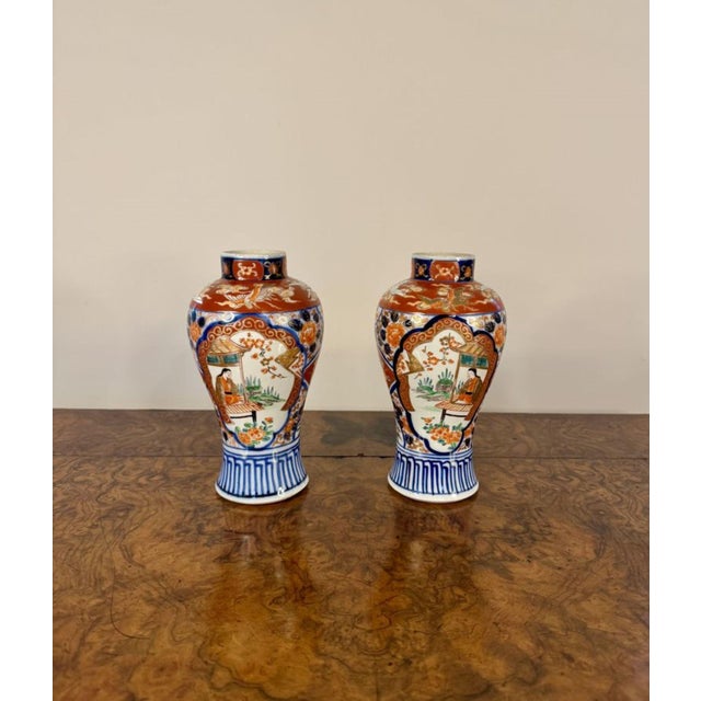 1900 - 1909 Antique Japanese Imari Baluster Vases, 1900, Set of 2 For Sale - Image 5 of 7