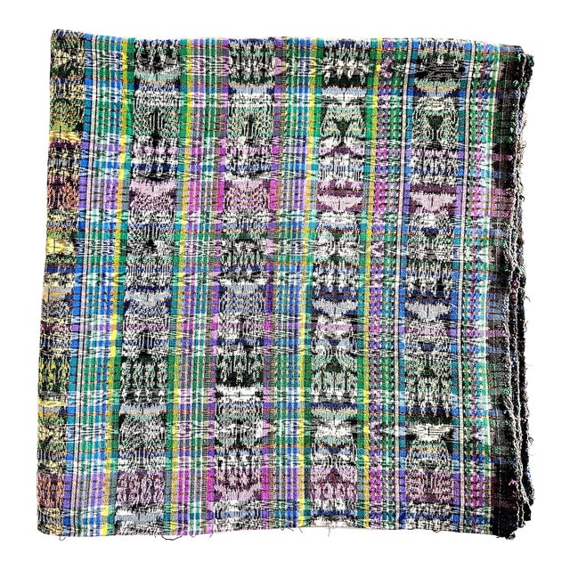 Vintage Guatemalan Jaspe Ikat Cotton Textile, 4" Yards Long For Sale