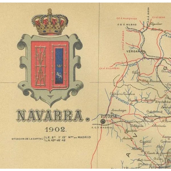 1900 - 1909 Map of the Crossroads of Northern Spain, 1902 For Sale - Image 5 of 6
