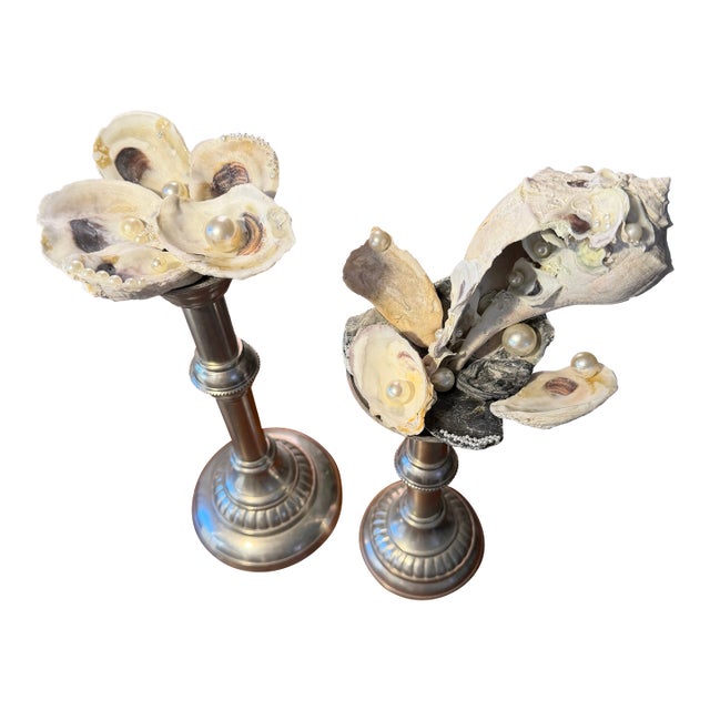 Celestial Meets the Sea Oysters and Pearls-Coastal Art Sculpture For Sale