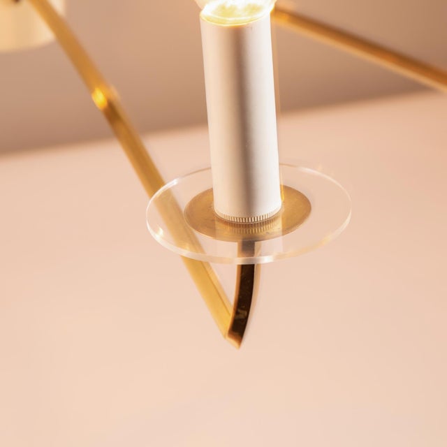 Mid-Century Modern Star-Shaped Chandelier with Brass Arms, 1960s For Sale - Image 6 of 12