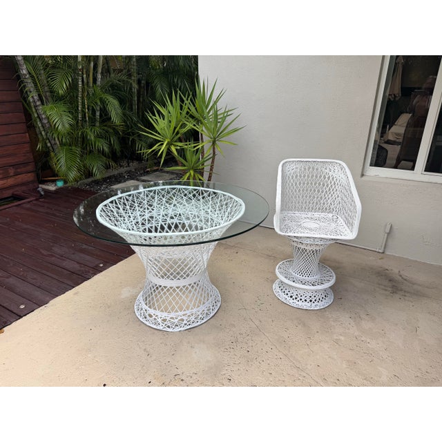 1950s 1950s Russell Woodard Spun Fiberglass Patio Set - Dining Table & Chair, 2 Pieces For Sale - Image 5 of 9