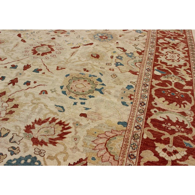 Large Vintage Persian Sultanabad Rug With All-Over Design in Ivory Background For Sale - Image 10 of 13