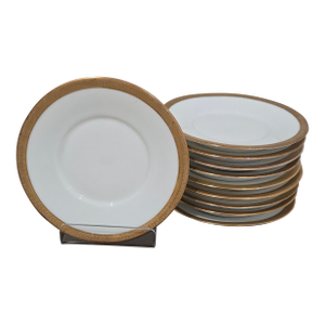 Antique Victoria Austria Porcelain Plates – Gold Rim, Set of 10, 5” Diameter
