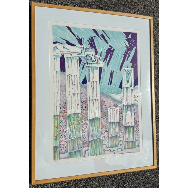 Abstract Expressionism Limited Edition Screenprint "Athens" by Risaburo Kimura 1973 For Sale - Image 3 of 9