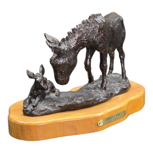 "Jenney's Boy" by William Moyers, 1980 #39/40 Limited Edition Bronze Donkey & Foal Sculpture