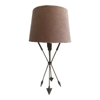 1960s French Empire Arrow Table Lamp With Velvet Shade For Sale
