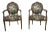 Pair French Louis XV Style Floral Upholstered Armchairs For Sale