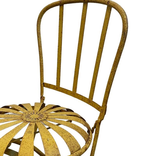 Yellow French Art Deco Sunburst Garden Chair by Francois Carre for Le Corbusier For Sale - Image 8 of 9