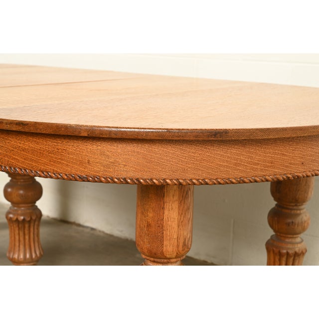 R. J. Horner Style Antique Victorian Carved Oak Extension Dining Table, Circa 1890s For Sale - Image 11 of 15
