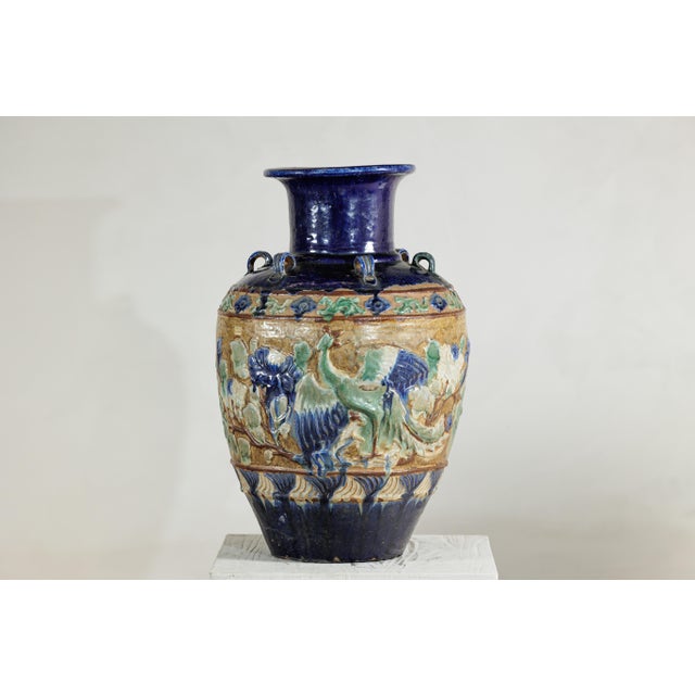 Antique Annamese Water Jar with Phoenix and Floral Relief Decoration For Sale - Image 16 of 18