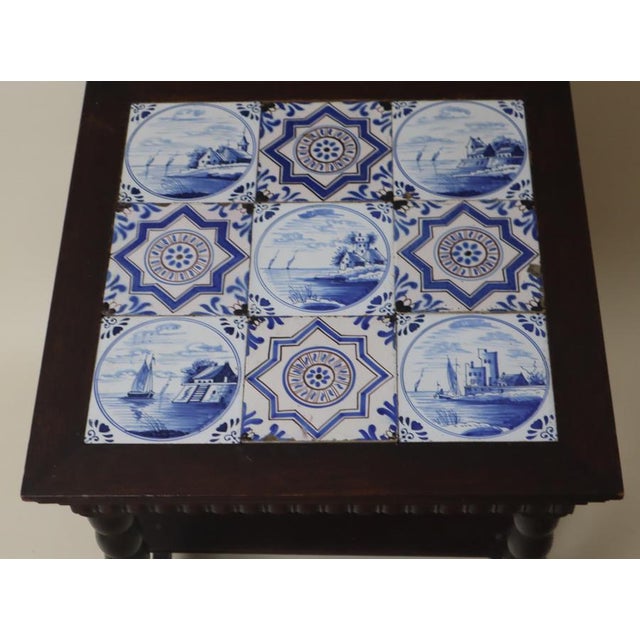Art Deco Delft Oak Table with 18th-Century Tiles, 1930s For Sale - Image 11 of 13