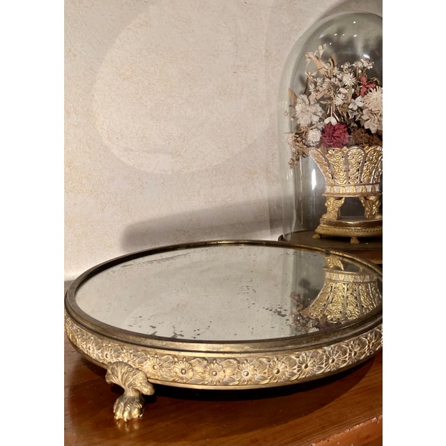 19th Century Italian Empire Mercury-Gilded Bronze Mirrored Plateau Centerpiece For Sale - Image 6 of 14