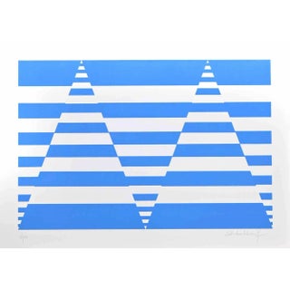 Victor Debach, Blue Composition, Screen Print, 1970s For Sale