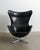 1960s Early Mid-Century Danish Black Leather 3317 / Egg Armchair by Arne Jacobsen for Fritz Hansen, 1964 For Sale - Image 5 of 10