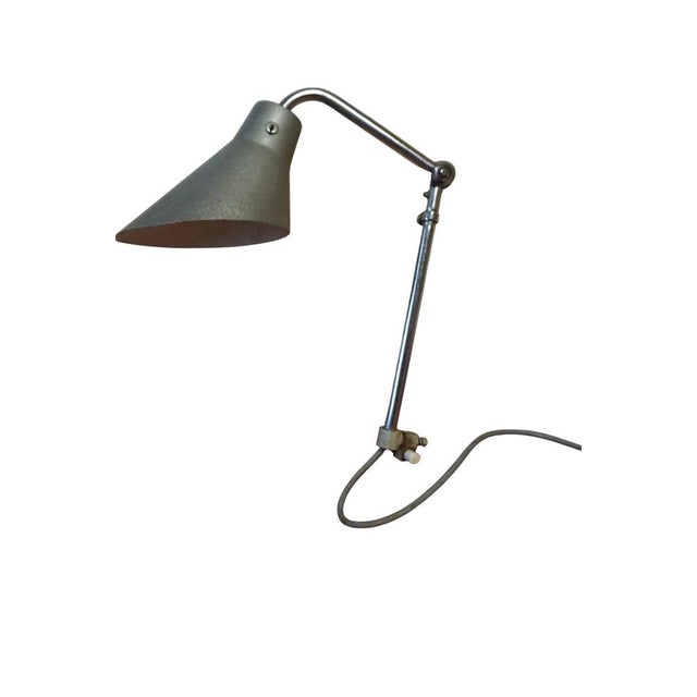 Rare French industrial design lamp, model "Ki-é-Klair" 210, designed by Alphonse Pinoit (1881–1961). Chrome-plated...