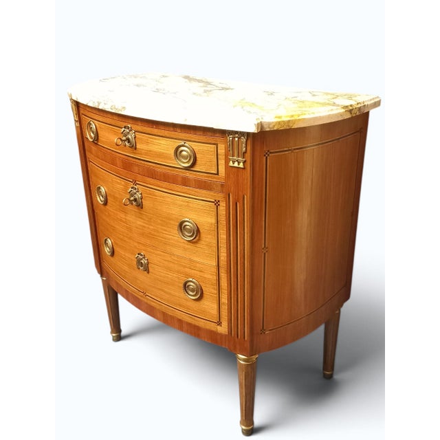 Louis XVI Marquetry Half-Moon Commode, 1890s For Sale - Image 10 of 11