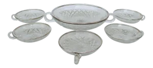 Antique Crystal & Silver Fruit Serving Set- 6 Pieces