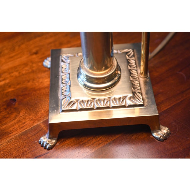 1970s Reproduction Orient Express Railroad Car Brass Table Lamp With Hurricane Glass With Edison Bulb For Sale In Washington DC - Image 6 of 8