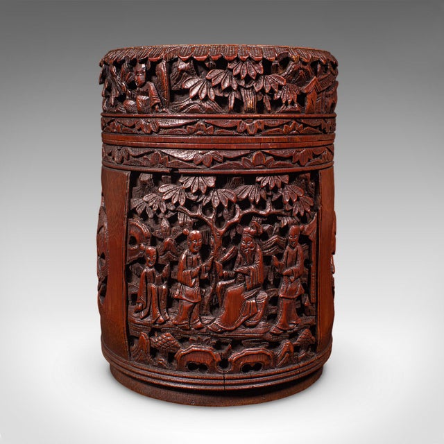 1920s Antique Handmade Spice Pot, Oriental, Carved Bamboo, Treen, Kitchen, Art Deco For Sale - Image 5 of 12