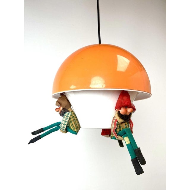 Vintage Children's Room Hanging Lamp with Dwarfs, 1970s For Sale - Image 10 of 15