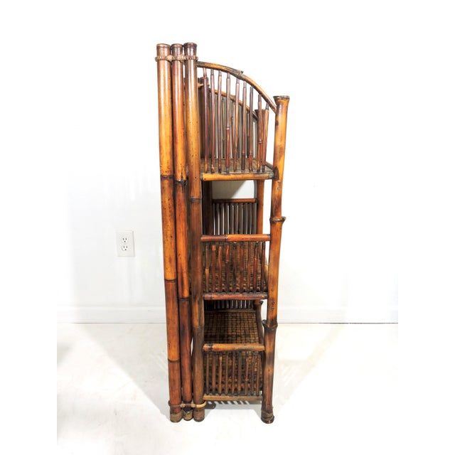 Folding Vintage Three Tier Bamboo Shelf or Étagere, Traditional