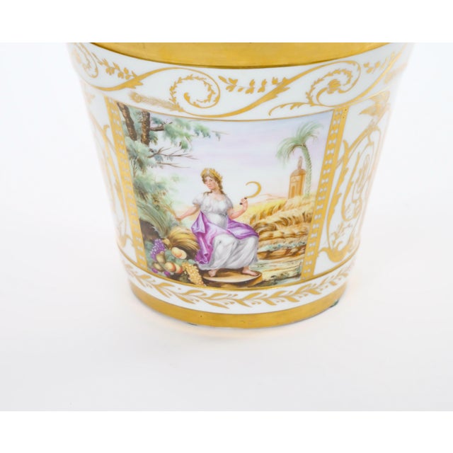 19th Century Hand-Painted Paris Porcelain Cachepots With Gilt Details For Sale In New York - Image 6 of 12