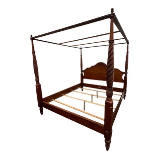 Eastern King Size Ethan Allen British Classics Montego Canopy Bed Frame For Sale
