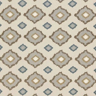 Schumacher X Martyn Lawrence Bullard Sikar Embroidery Fabric in Flax For Sale