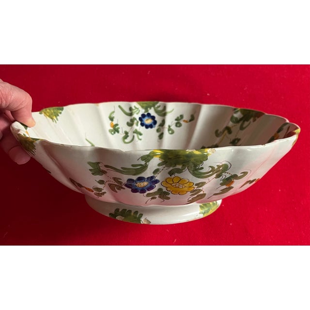 Antique 19th century Italian Cantagalli faience pottery centerpiece fruit bowl from Florence. Decorated inside and out...