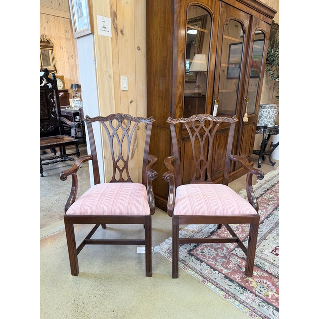 Wood Late 20th Century Council Mahogany Chippendale Dining Chairs Set of Eight For Sale - Image 7 of 12