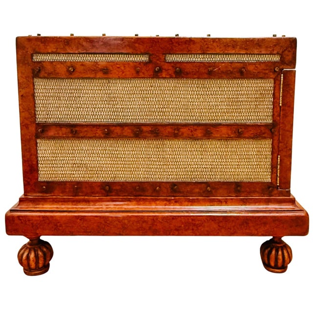 Maitland-Smith British Colonial Style Woven Rattan & Leather Coffee Table Chest For Sale - Image 10 of 14
