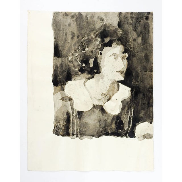 Circa late 20th century ink on paper of woman by Marilyn Lanfear (1930-2020) Texas. Part of the series Portrait of Mona (...