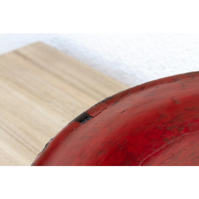 Tripod Red Lacquered Burmese Tray For Sale - Image 9 of 12