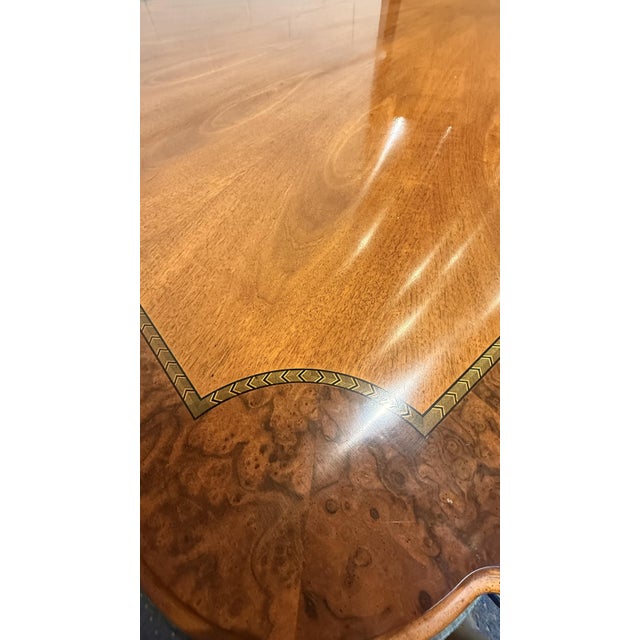 1990s Henredon Grand Provenance Old World Dining Table With Eight Barley Twist Legs, Marble Accents & Two Leaves For Sale - Image 9 of 13