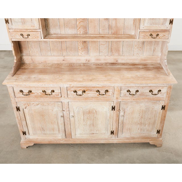 Country English Cerused Limed Oak Welsh Cupboard Dresser For Sale - Image 9 of 18