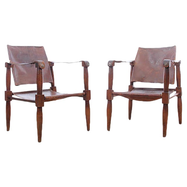 Set of Safari Chairs in Beech, 1940s For Sale