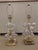 Mid Century Modern Glass and Brass Bubble Lamps With Double Drum Shades For Sale - Image 4 of 8